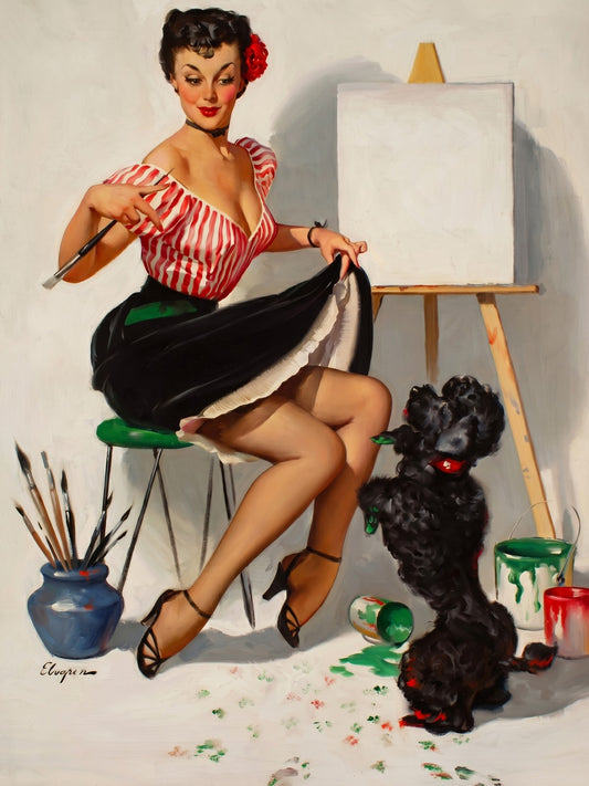 Gil Elvgren Some Help! (1952) Vintage Pin-Up Poster