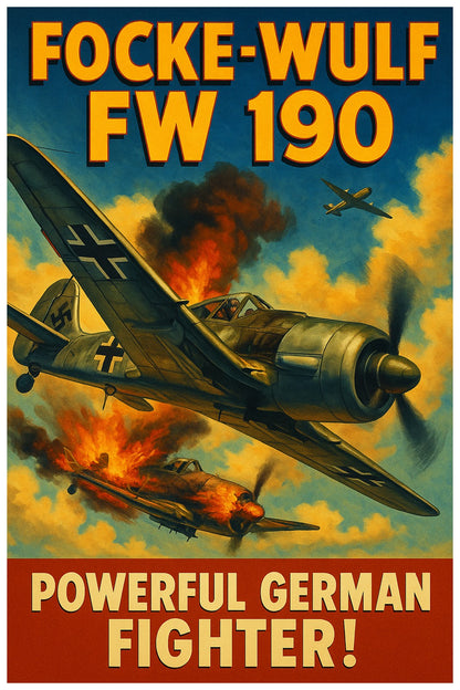 FOCKE-WULF FW 190 POSTER - WWII GERMAN FIGHTER AIRCRAFT MILITARY HISTORY ART