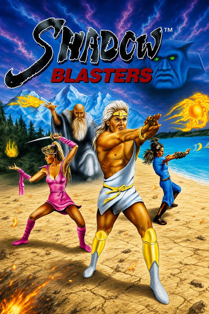 Shadow Blasters Poster – Fantasy Magic Warriors Retro Arcade Art Wall Art Decor