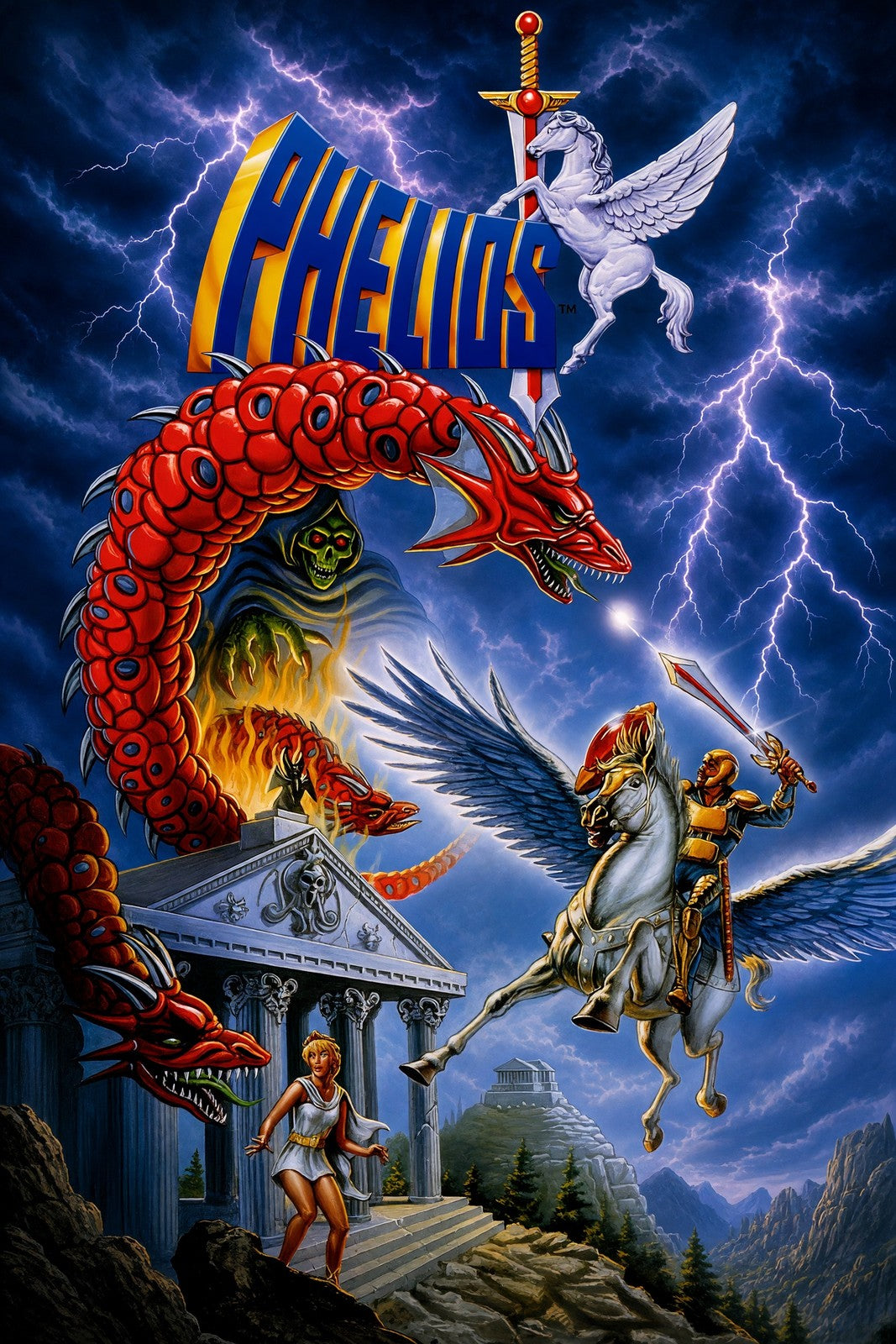 Phelios Poster - Winged Warrior Greek Myth Retro Game Art Wall Art Decor