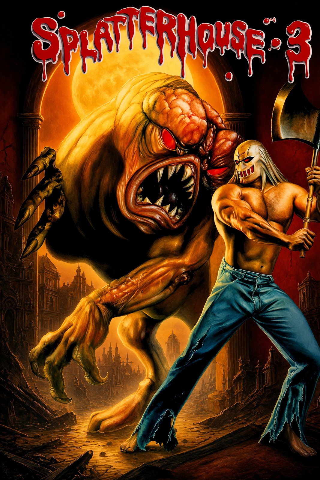 Splatterhouse 3 Poster – Demon Monster Warrior Battle Art Wall Art Decor