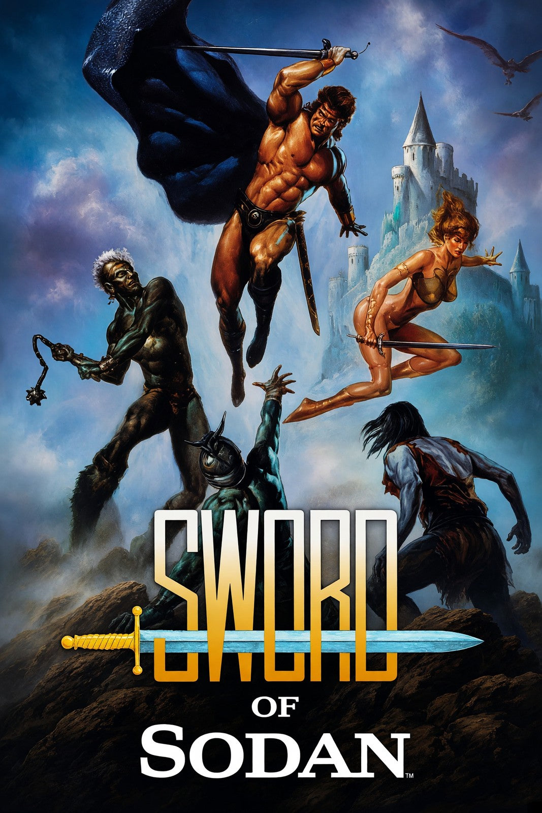 Sword of Sodan Poster – Fantasy Warriors Castle Adventure Art Wall Art Decor