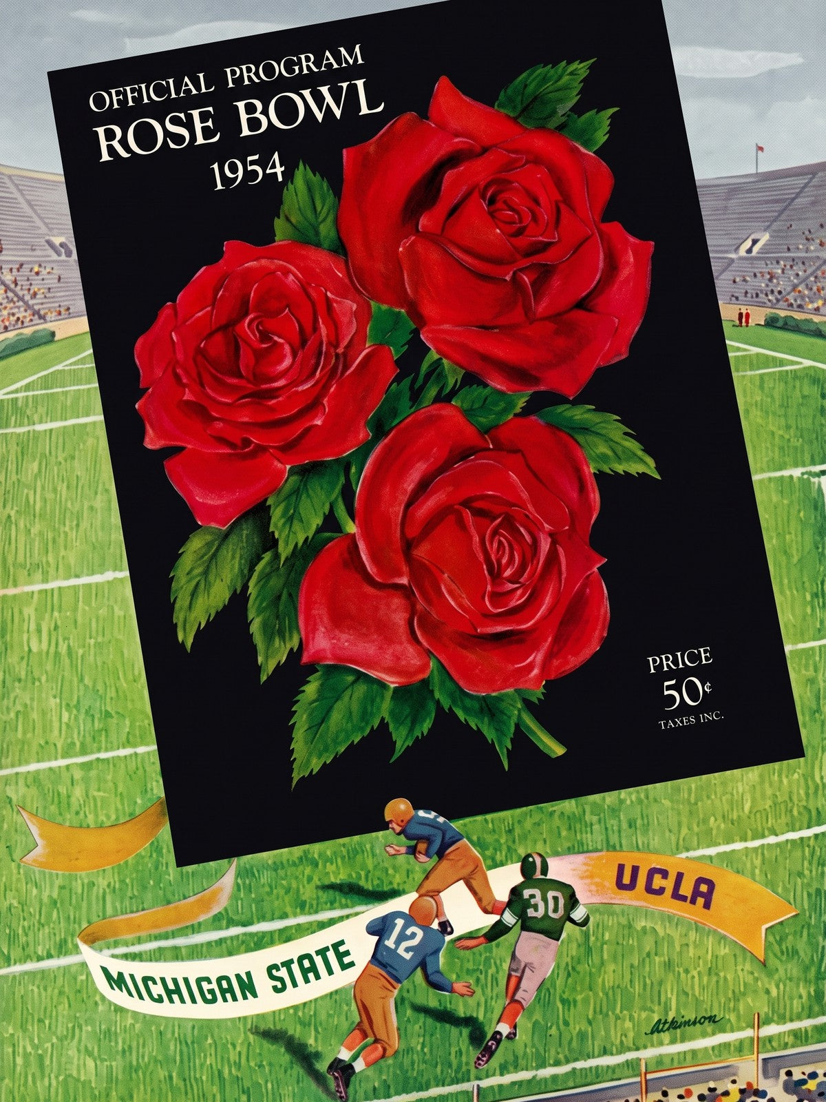 Rose Bowl 1954 College Football Poster – Michigan State vs UCLA Wall Art Decor