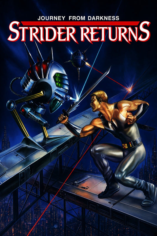 Strider Returns Poster – Cyborg Warrior Battle 1989 Wall Art Decor