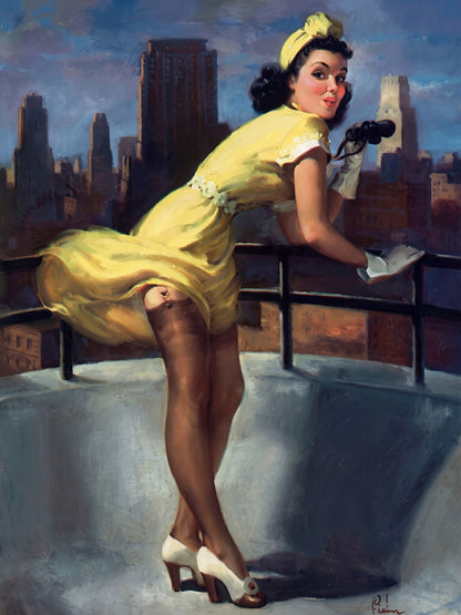 Art Frahm A Breezy View from the Top 1945 Poster – Pin-Up Woman Wall Art Decor