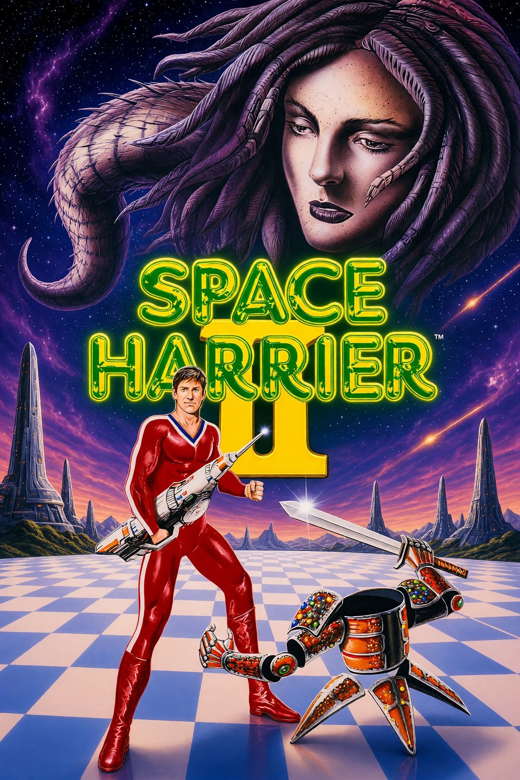 Space Harrier II Poster – Sci-Fi Arcade Game Woman Warrior Wall Art Decor