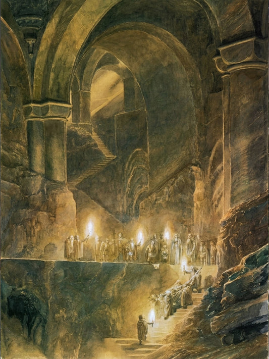 Alan Lee The Flight Doom Stairs (1997) Fantasy Poster - Lord of The Rings Art