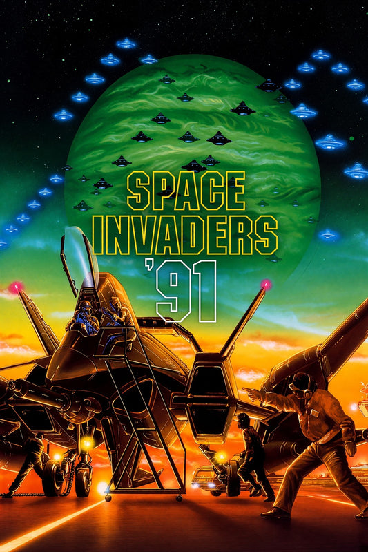 Space Invaders '91 Poster – Retro Arcade Alien Invaders Game Art Wall Art Decor