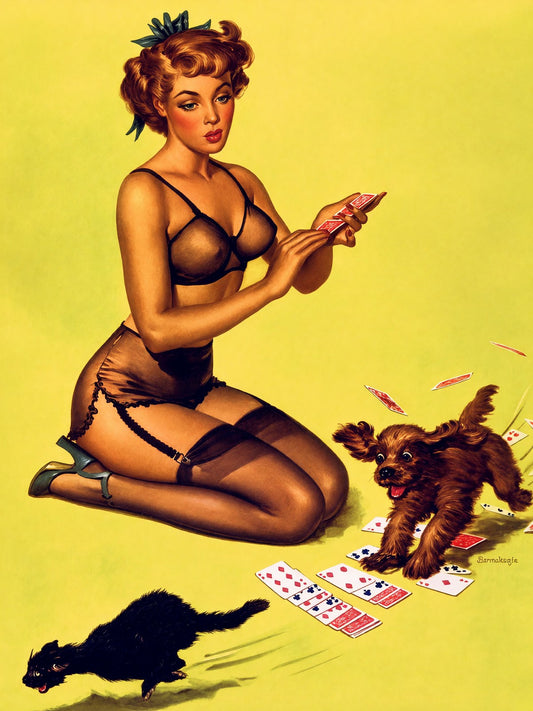 Playing for Fun by Arnold Armitage 1945 Poster – Vintage Pinup Art