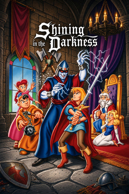 Shining in the Darkness Poster – Fantasy Adventure RPG Cover Art Wall Art Decor