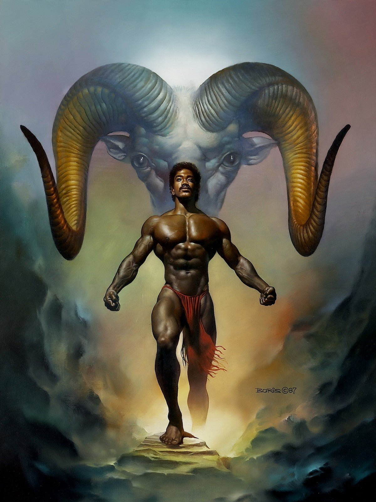 Aries the Ram Poster by Boris Vallejo 1987 – Muscular Mythological Warrior