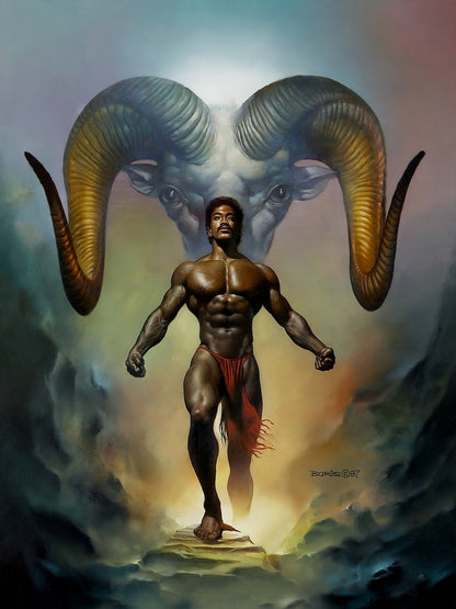 Aries the Ram Poster by Boris Vallejo 1987 – Muscular Mythological Warrior