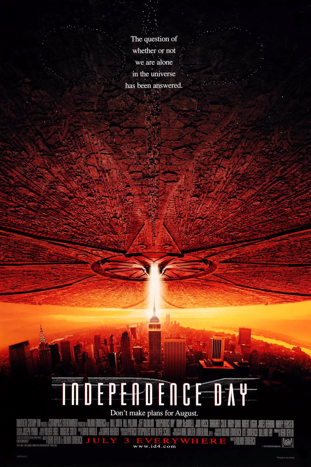 Independence Day 1996 Movie Poster – Alien Invasion Sci-Fi Wall Art Print
