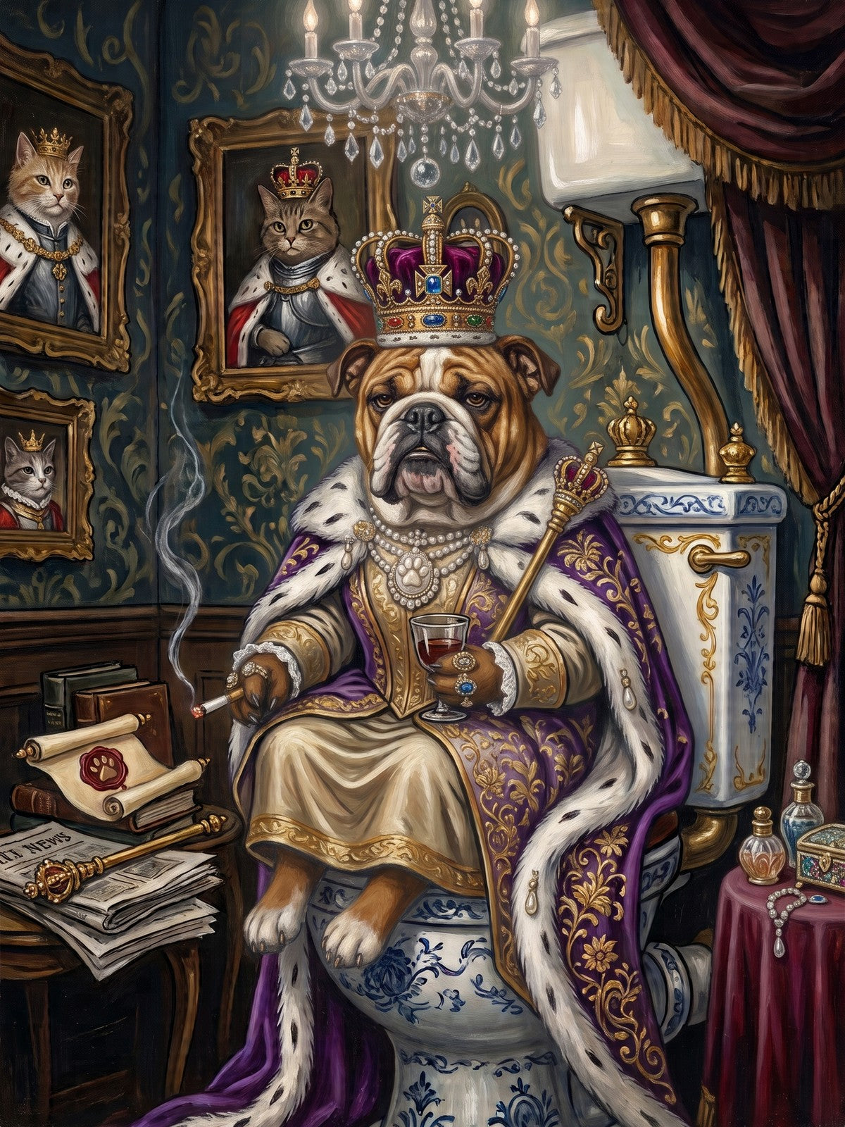 Royal Bathroom 04 by Kore Art Studios Poster – Regal Bulldog King 2027
