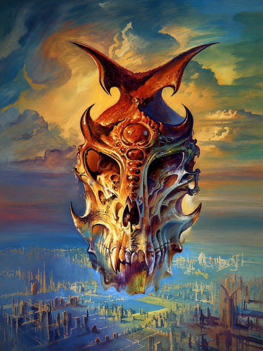 Bruce Pennington Big Skull 1991 Poster – Sci-Fi Fantasy Art Print Wall Art Decor