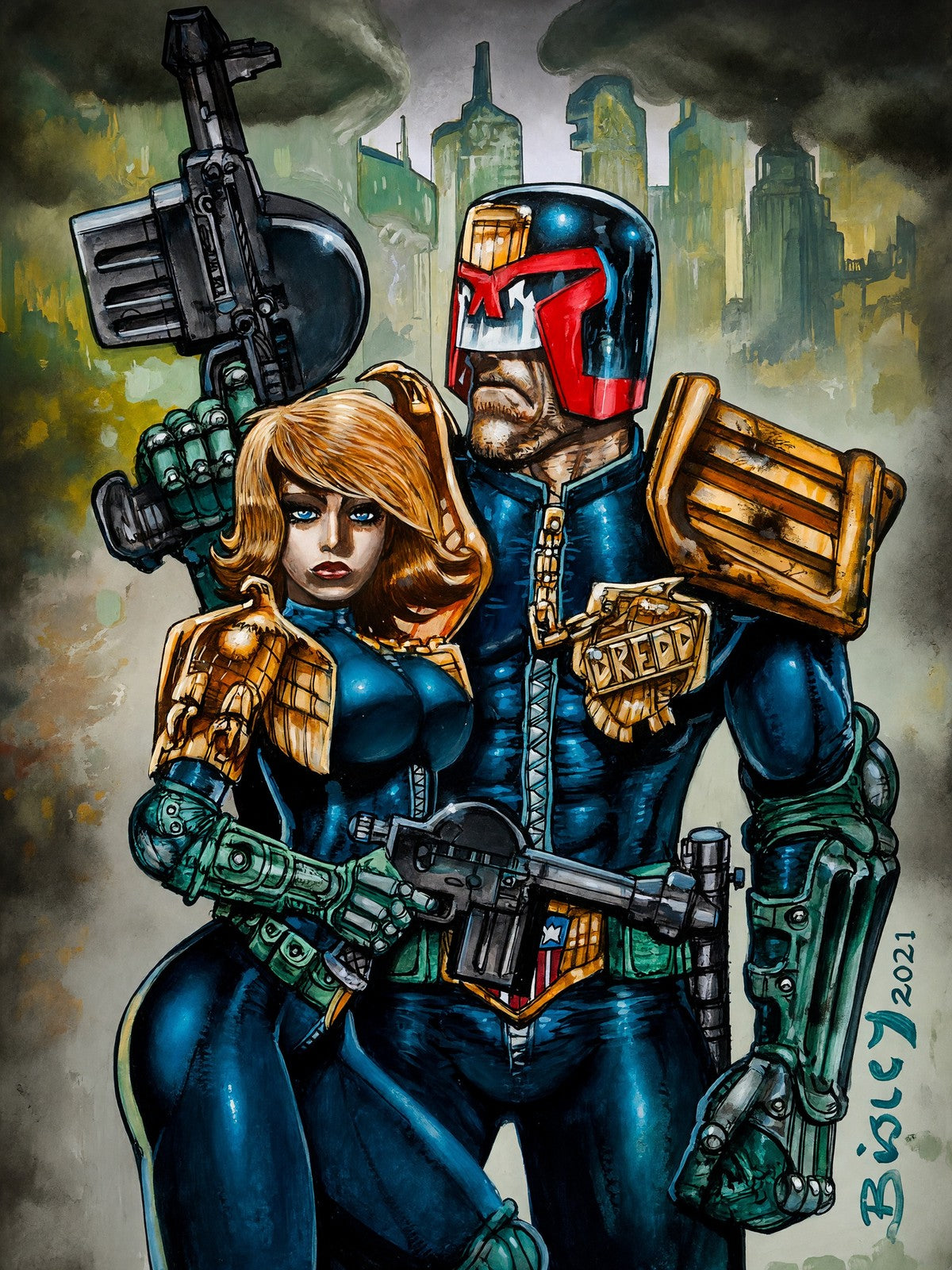 Judge Dredd & Psi-Judge Anderson Poster – Simon Bisley 2021 Wall Art Decor