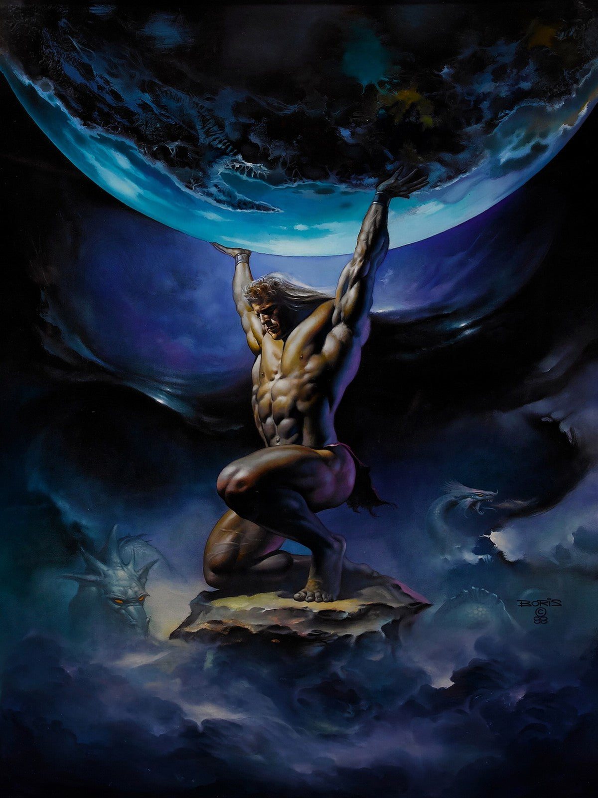 ATLAS BY BORIS VALLEJO 1988 POSTER – MYTHIC TITAN CLASSICAL FANTASY ART