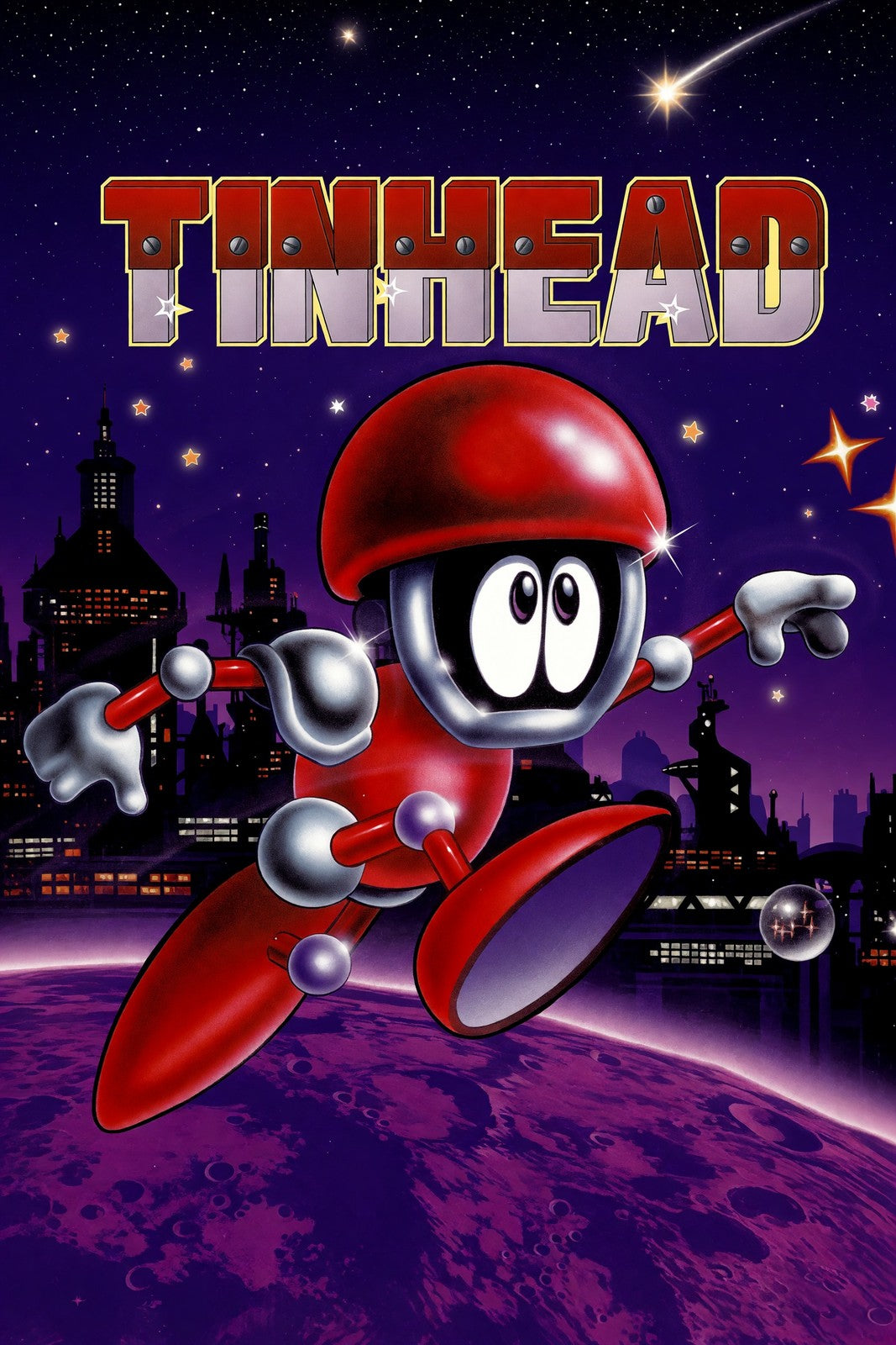 Tinhead Poster - Retro Robot Platformer Game Cover Art Wall Art Decor