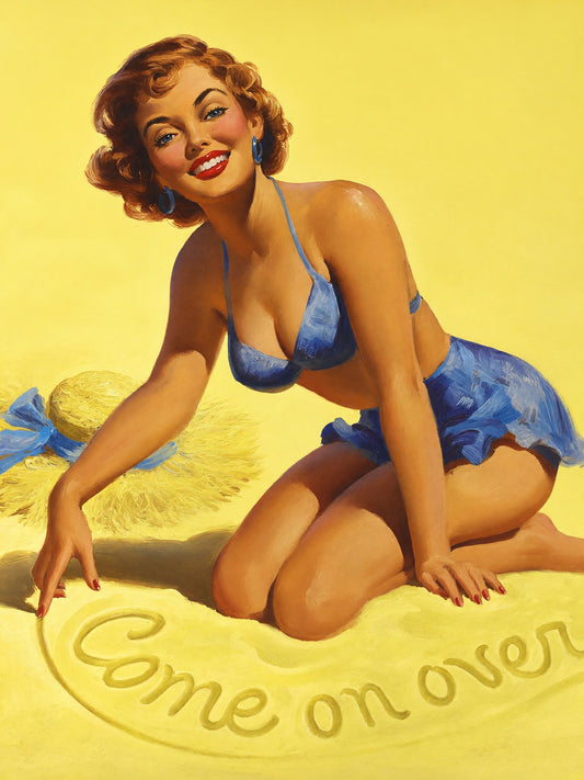 Come On Over by Art Frahm 1953 Poster – Vintage Pin-Up Girl Wall Art Decor