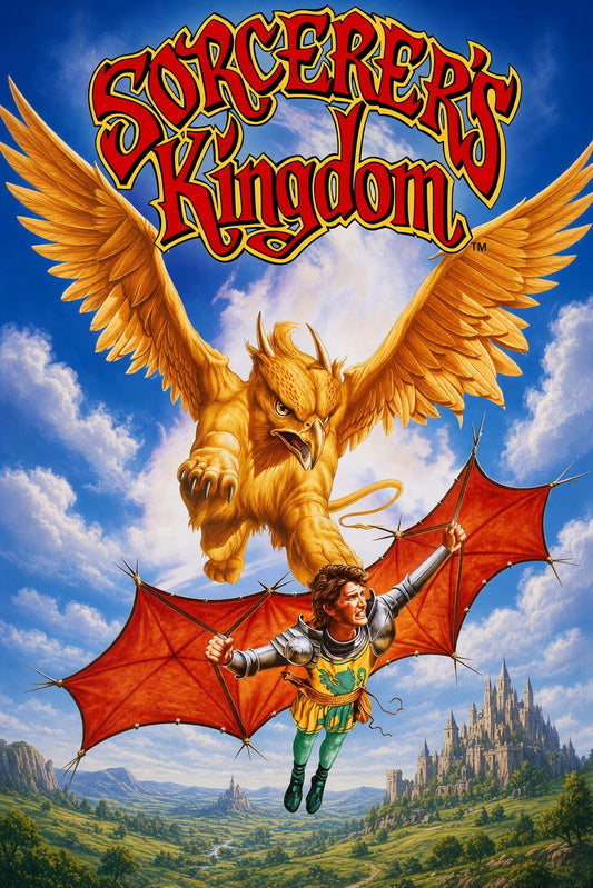 Sorcerer's Kingdom Fantasy Adventure Poster – Golden Griffin Wings