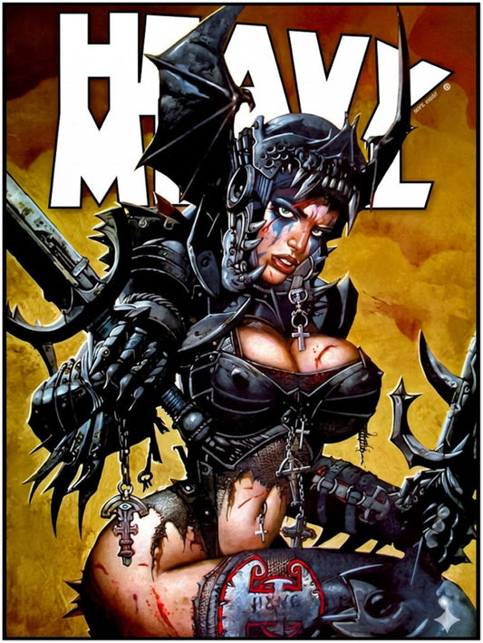 SIMON BISLEY HEAVY METAL POSTER WARRIOR WOMAN V33#4 COVER WITH GOTHIC ARMOR