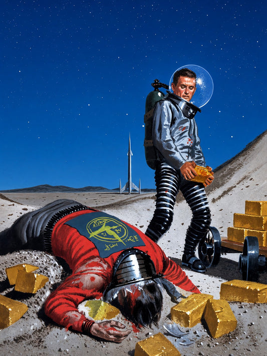 Gold in the Sky by Edward Valigursky 1958 Poster – Sci-Fi Astronaut