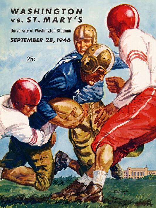Vintage College Football Poster – Washington vs St. Mary's 1946 Wall Art Decor