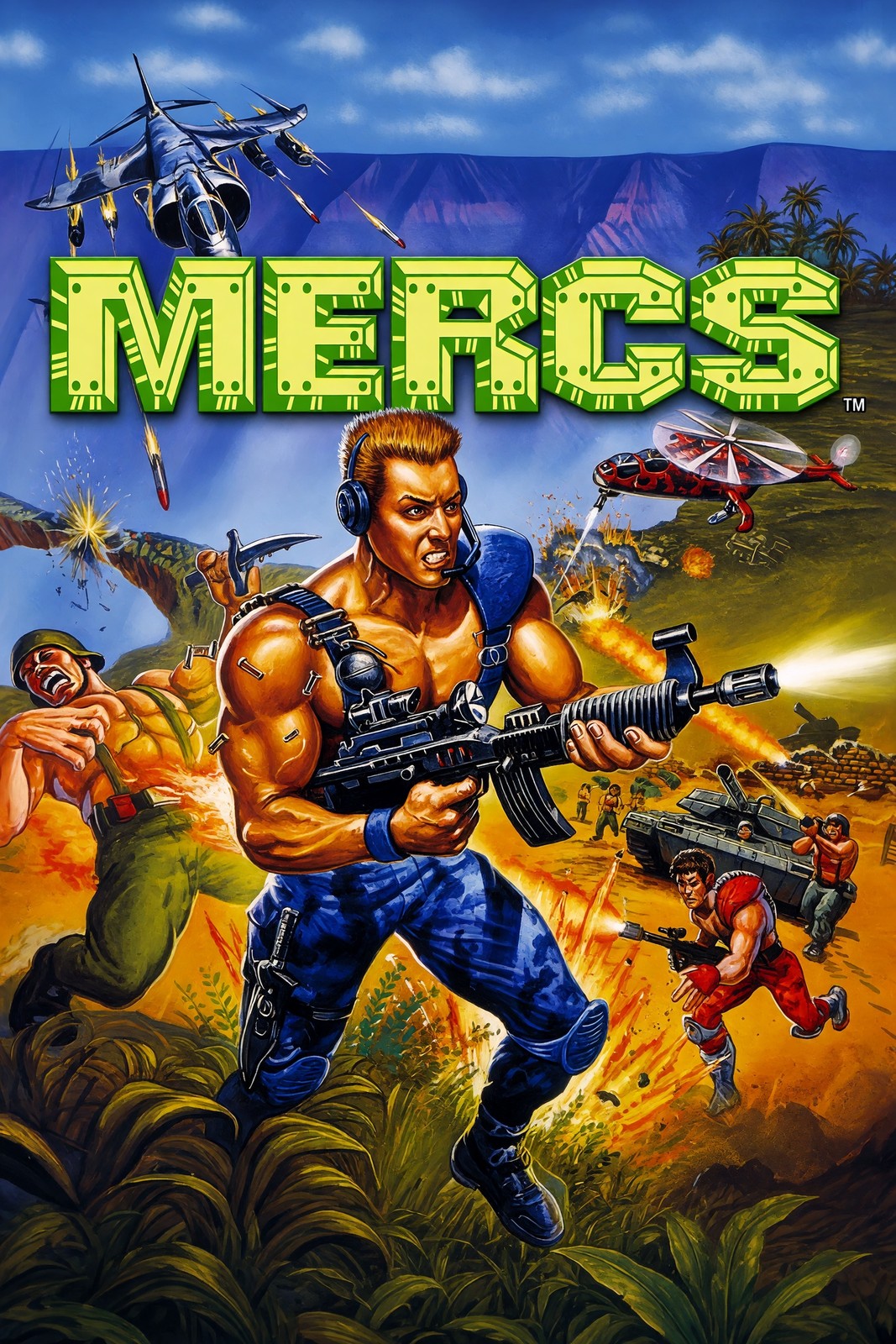 Mercs Poster - Commando Action Hero Retro Game Cover Art Wall Art Decor