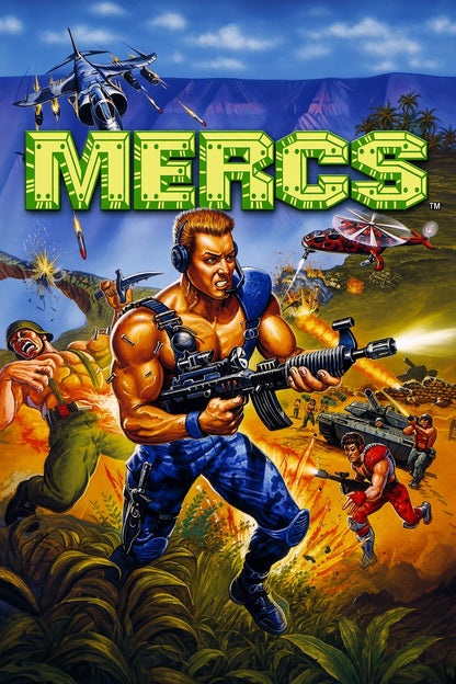 Mercs Poster - Commando Action Hero Retro Game Cover Art Wall Art Decor