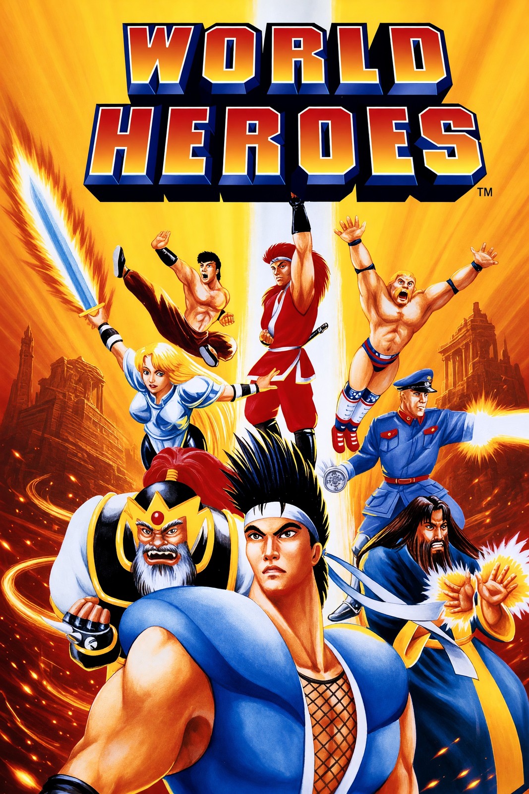 World Heroes Arcade Game Poster – Retro Fighting Game Art Wall Art Decor
