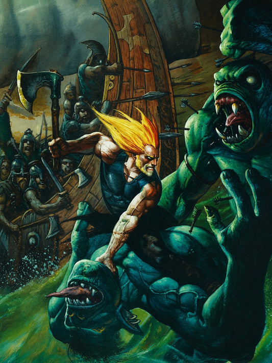 Young Thor vs. Frost Giants Poster by Simon Bisley 2014 Wall Art Decor