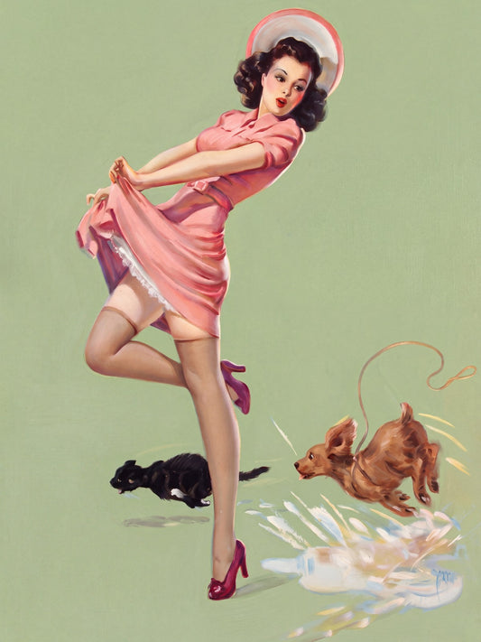Out of Control by Art Frahm (1944) Vintage Pin-Up Poster Wall Art Decor