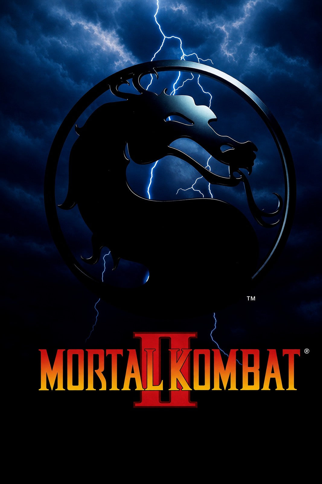 Mortal Kombat II Lightning Dragon Logo Poster – Classic Fighting Game
