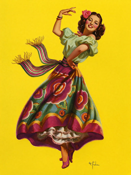 The Fiesta Dancer by Art Frahm (1950) Poster – Vintage Pin-Up Wall Art Decor