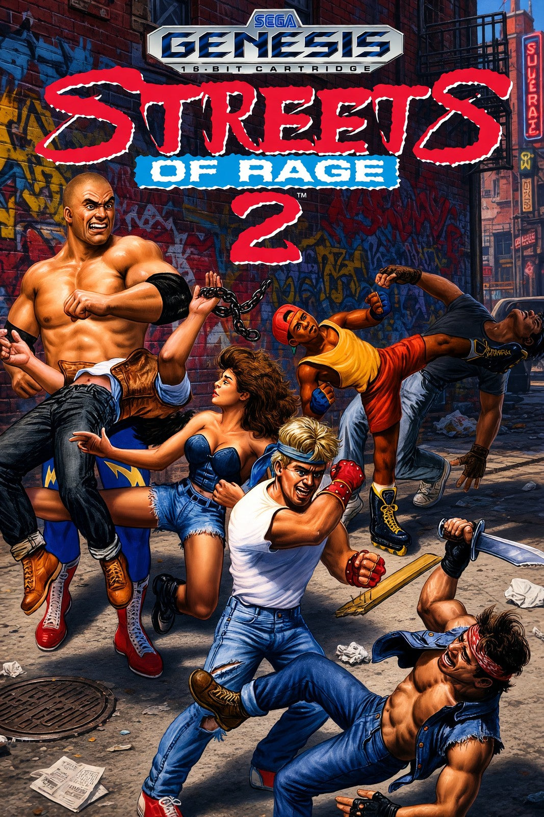 Streets of Rage 2 Poster – Classic Beat-Em-Up Video Game Art Wall Art Decor