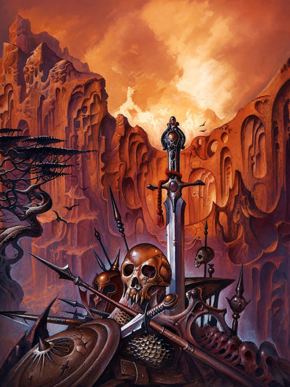 Skull and Sword by Bruce Pennington (1975) Dark Fantasy Poster Wall Art Decor