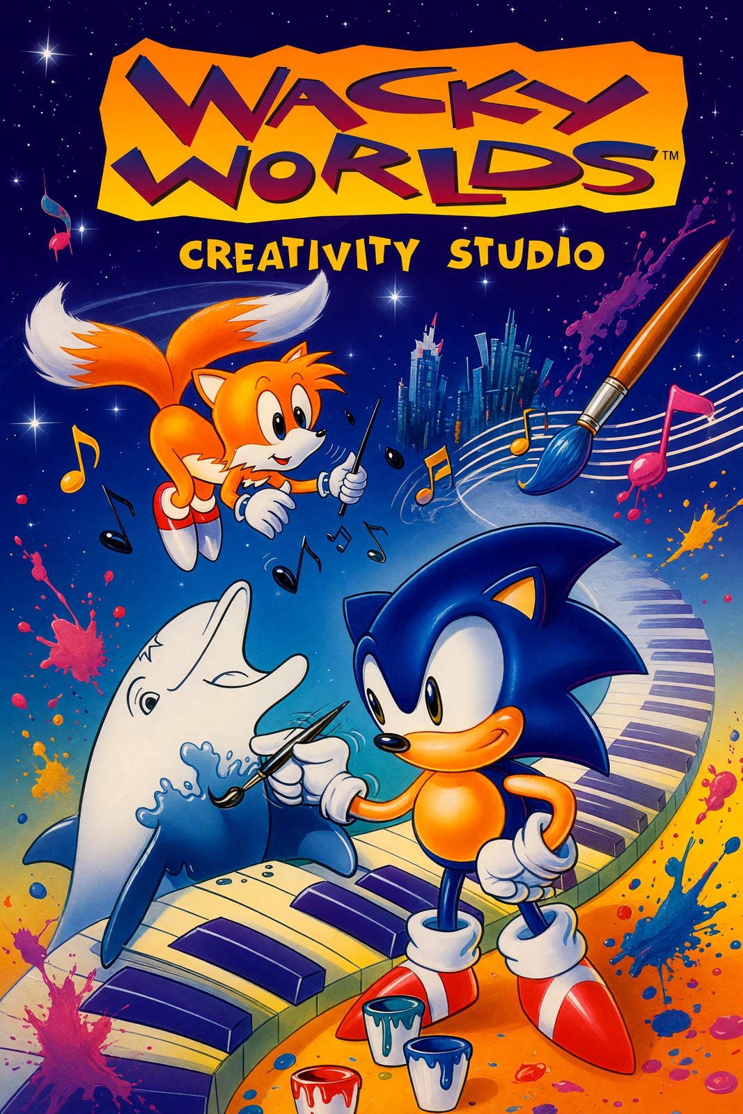 Wacky Worlds Poster - Retro Creativity Studio Game Art Wall Art Decor
