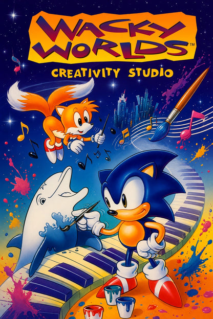Wacky Worlds Poster - Retro Creativity Studio Game Art Wall Art Decor