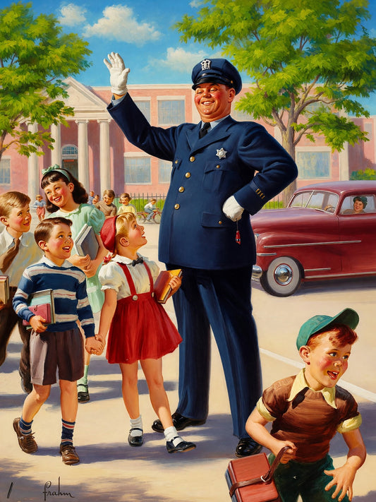 Art Frahm Safety Series: The Crossing Guard 1958 Poster Wall Art Decor