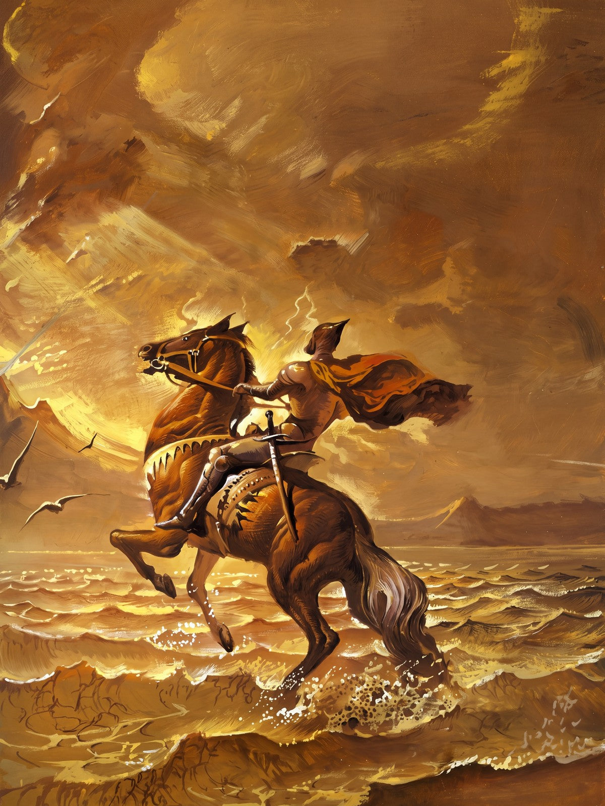 Bruce Pennington Armoured Horseman 1974 Poster – Fantasy Art Wall Art Decor