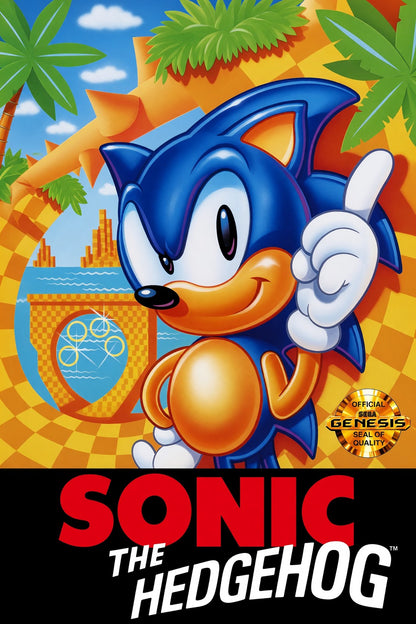 Sonic the Hedgehog Retro Video Game Poster – 1991 Classic Wall Art Decor