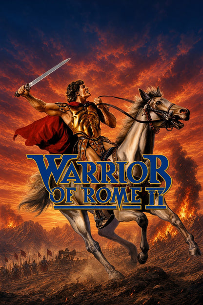 Warrior of Rome II Poster – Ancient Gladiator Hero on Horseback Wall Art Decor