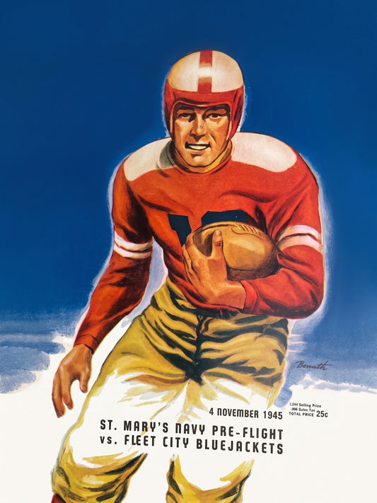 Vintage Football Poster – St. Mary's Navy vs Fleet City 1945 Wall Art Decor