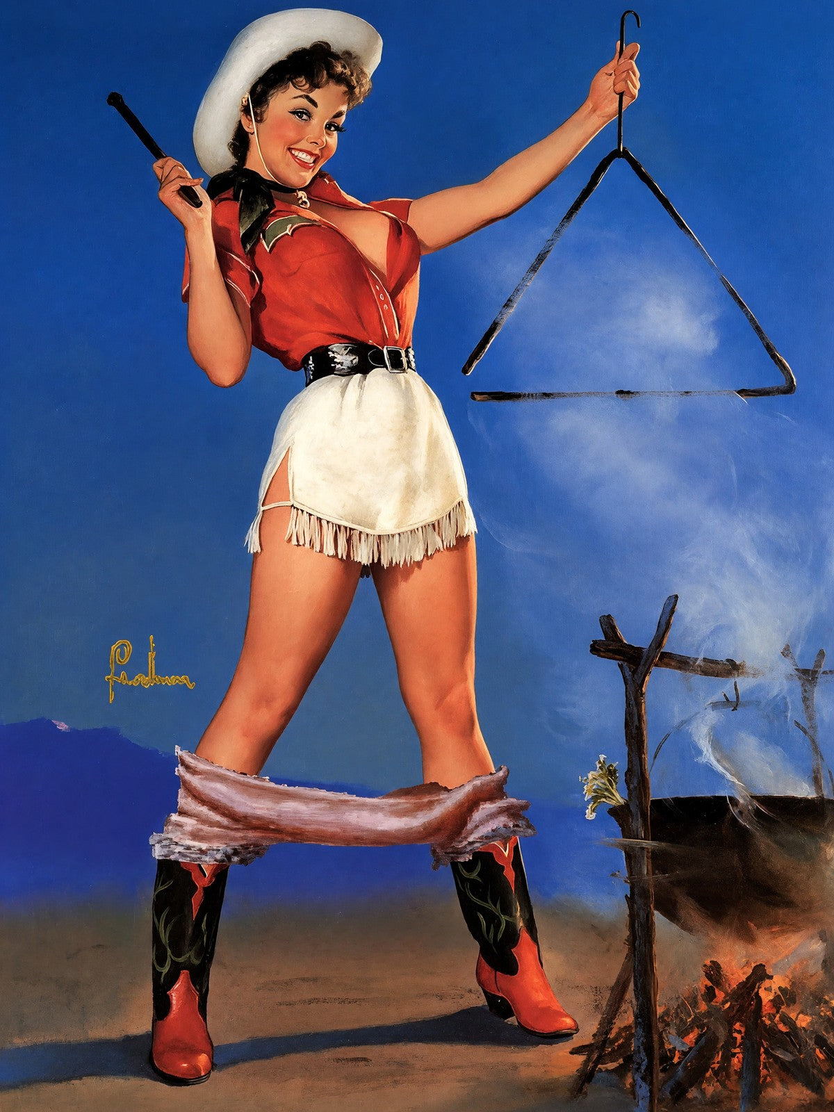 Art Frahm Come and Get It 1953 Poster – Cowgirl Pin-Up Art Wall Art Decor