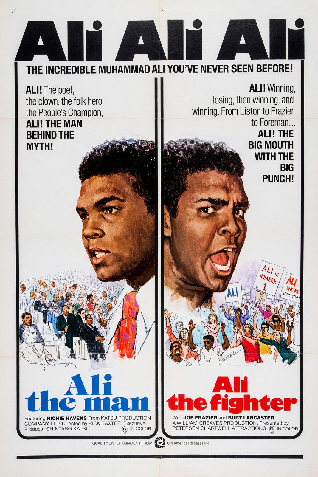 Ali Ali Ali Movie Poster 1974 – Muhammad Ali The Man Fighter Wall Art Decor