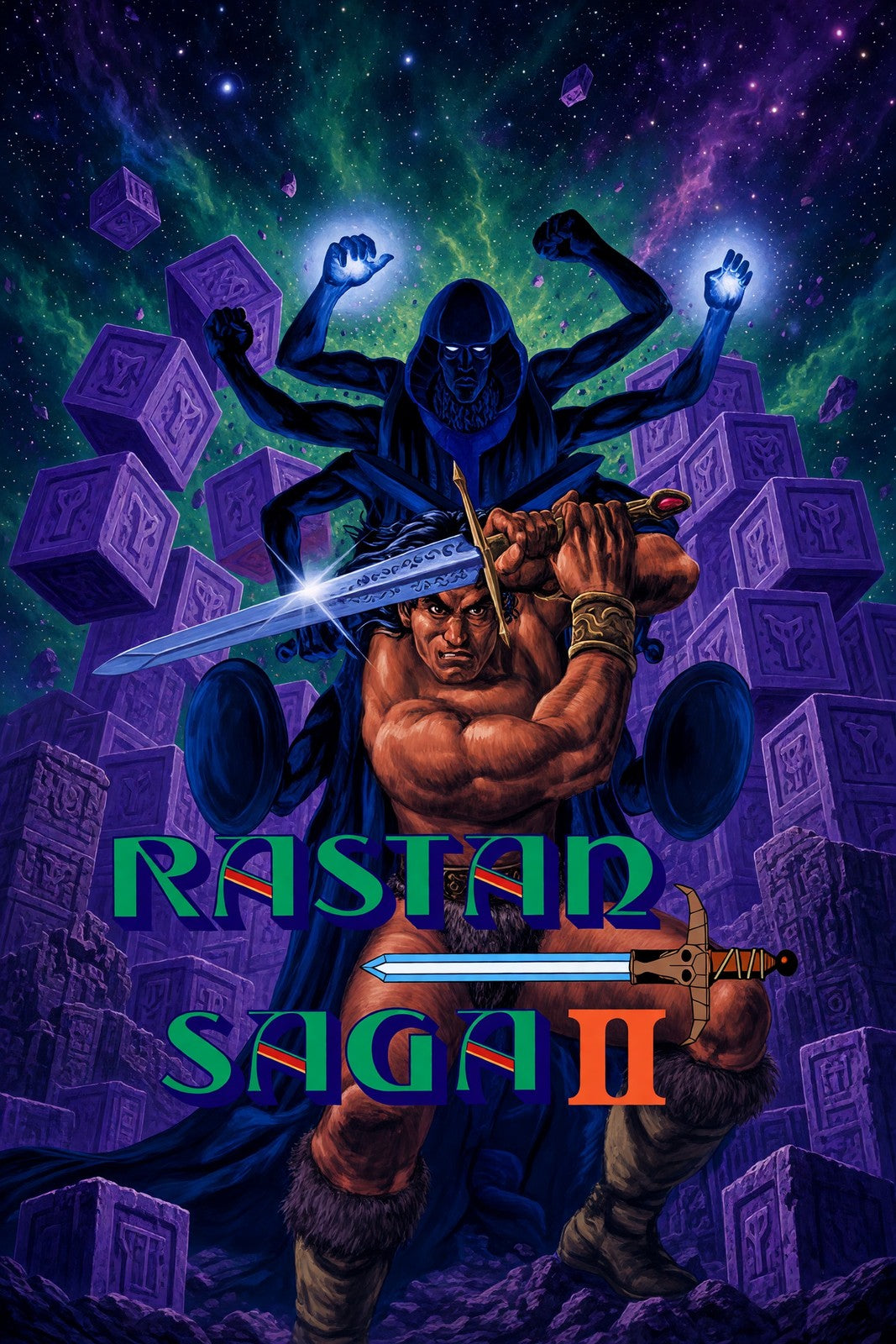Rastan Saga II Poster – Barbarian Warrior with Magic Sword Wall Art Decor