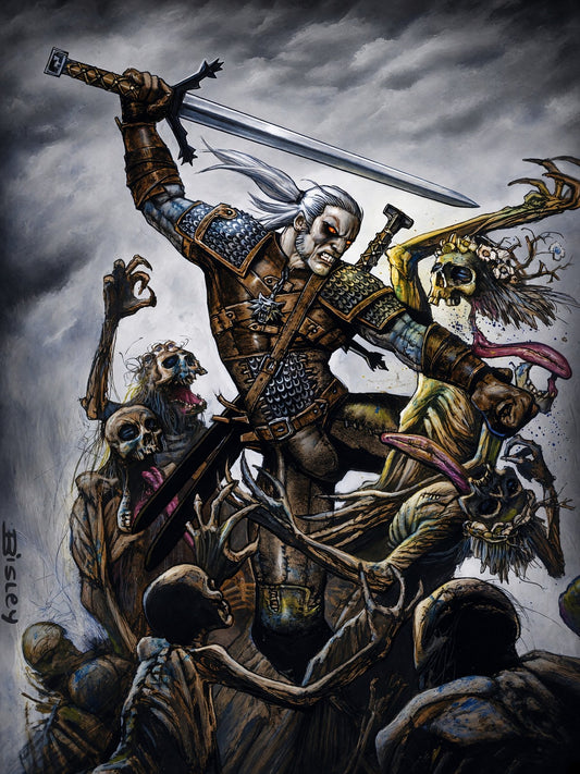 Simon Bisley The Witcher vs Living Dead Poster – Fantasy Monster Art