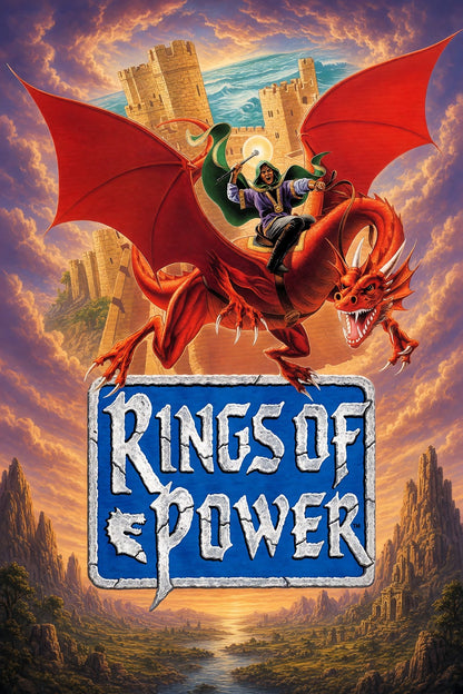 Rings of Power Poster - Dragon Rider Epic Fantasy RPG Art Wall Art Decor