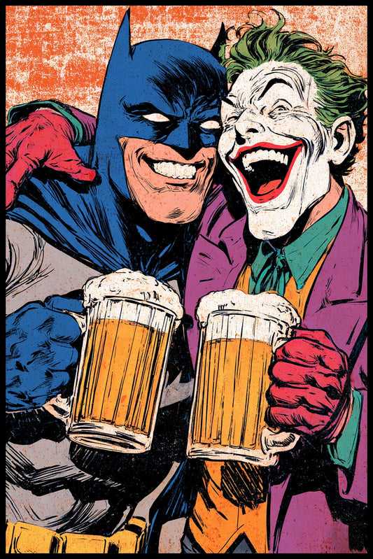 BATMAN JOKER DRINKING BEER COMIC BOOK VINTAGE STYLE ART POSTER - BAR DECORATION