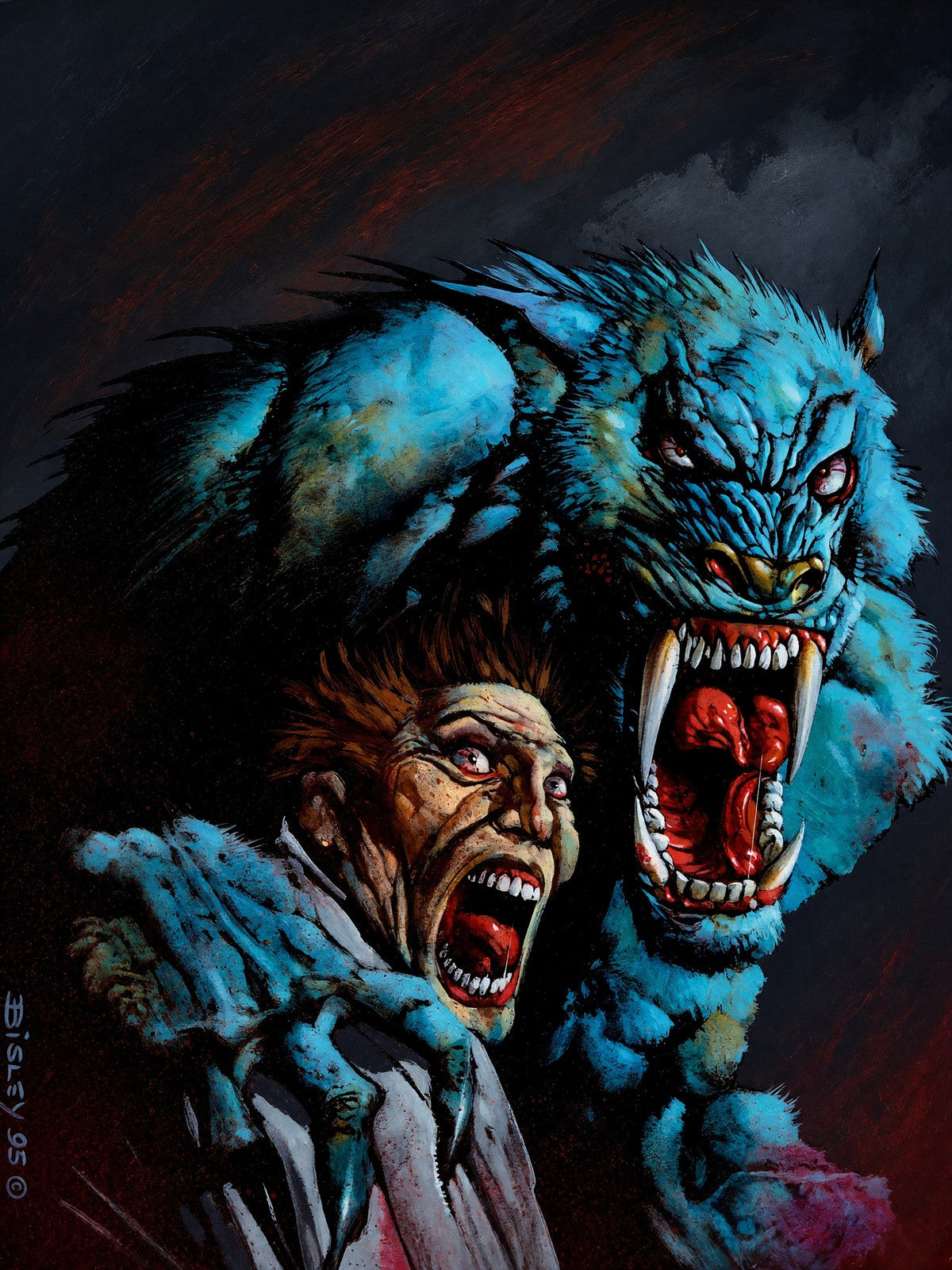 Simon Bisley Werewolf and Victim Poster – Horror Dark Fantasy Wall Art Decor